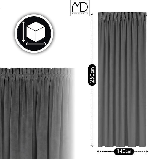 More&Deco Κουρτίνα Συσκότισης με Τρέσα Gray 140x250εκ.