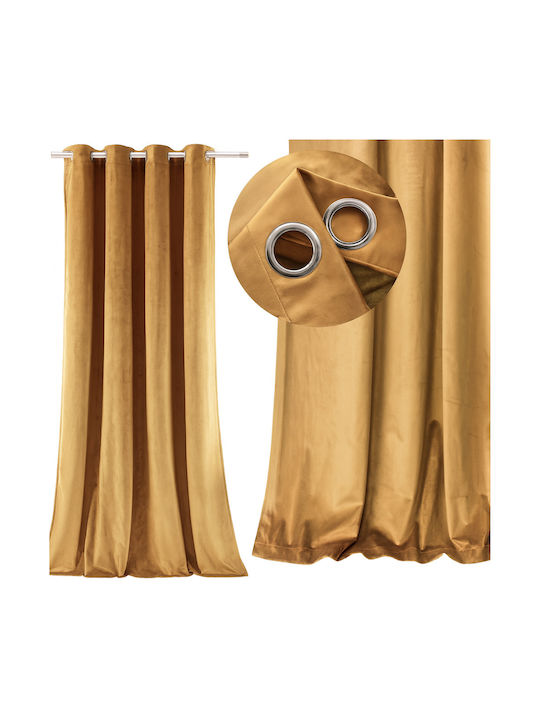 More&Deco Κουρτίνα Συσκότισης με Τρουκς Beige 140x250εκ.