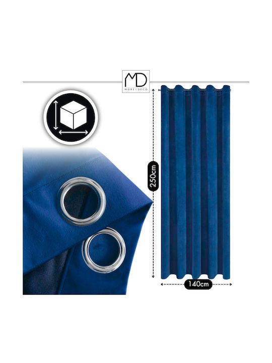 More&Deco Κουρτίνα με Τρουκς Navy 140x250εκ.