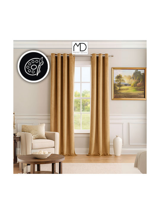 More&Deco Κουρτίνα Συσκότισης με Τρουκς Beige 140x250εκ.