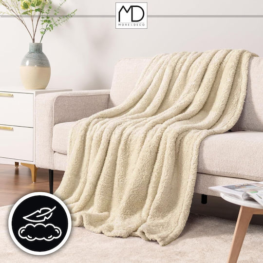 More&Deco Pelzige Doppelbettdecke 200x220cm Beige