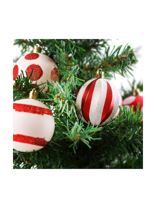 Christmas Bauble Set Red White 24 Pcs 6 Cm 4 Designs