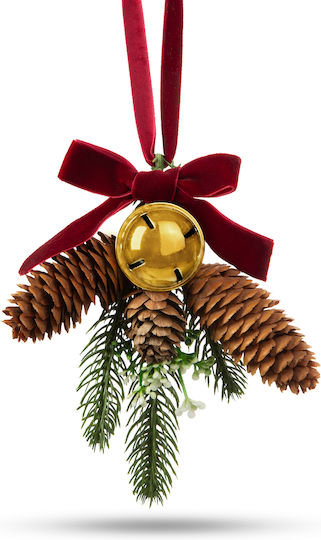 Weihnachtsbaumschmuck Türdekoration Künstliche Tannenzapfen Goldene Glocke 16 Cm