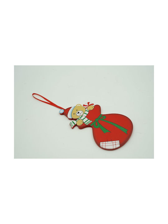 Ornament De Crăciun Pentru Brad Ursuleț Roșu Din Lemn 14 Cm Alista Home