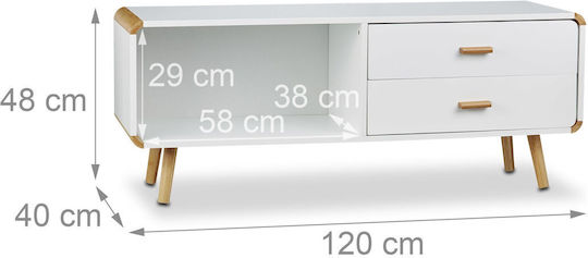 Έπιπλο Τηλεόρασης White/light Brown Μ120xΠ40xΥ48cm