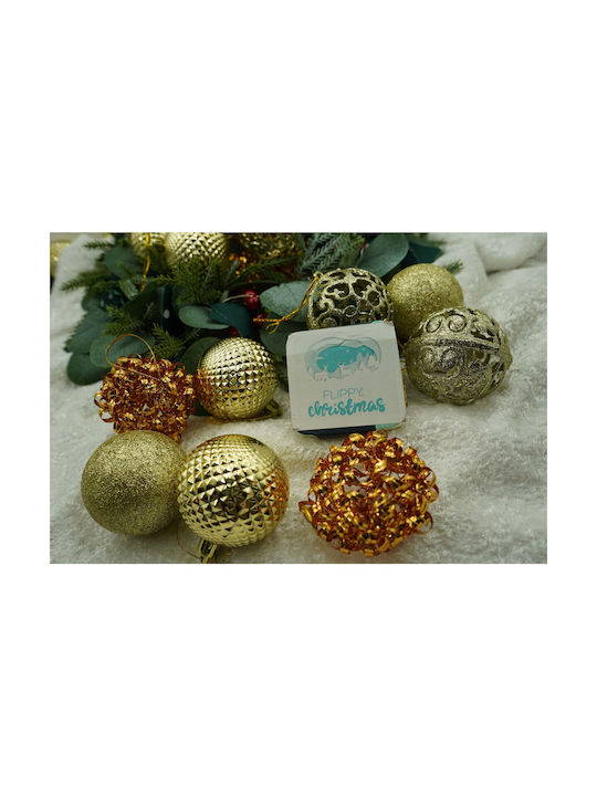 Set 28 Ornamente De Crăciun Pentru Brad Tip Glob Cupru Aurit Din Polistiren Cu Sclipici Finisaj Cutie 18 Cm Adâncime X 22 Cm Înălțime X 18 Cm Lungime