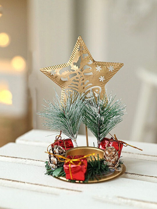 Alista Home Suport Pentru Lumânare Metalic De Crăciun Auriu 13x8.3cm