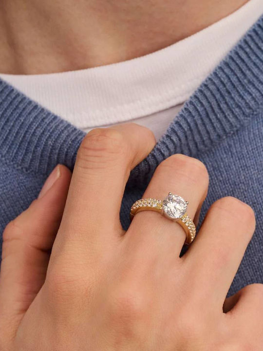 Ti Sento Single Stone Ring in Silver