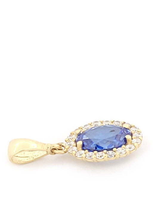 Charm Rosette in 14K Gold with Blue Zircon
