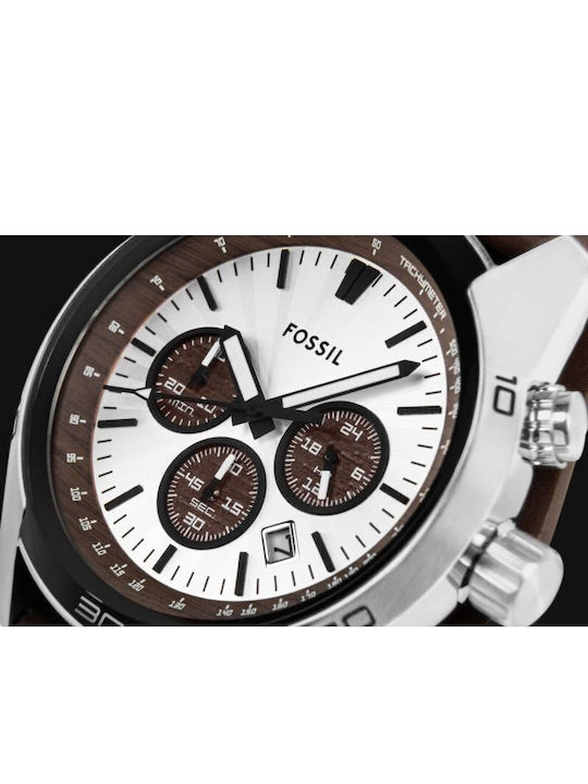 Fossil Ανδρικό Ρολόι 45mm Χρονογράφος Μπαταρίας με Μαύρο Μεταλλικό Μπρασελέ