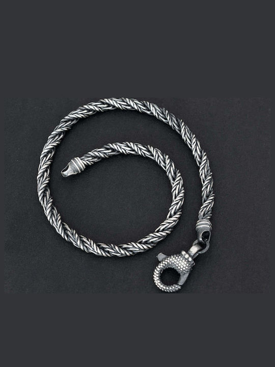 Men's Bracelet Twisted Wires Handmade Silver 925 18cm