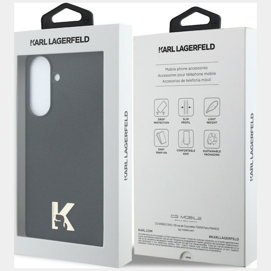 Karl Lagerfeld Logo Rückseite Umschlag Synthetisches Leder Schwarz (Galaxy A37)