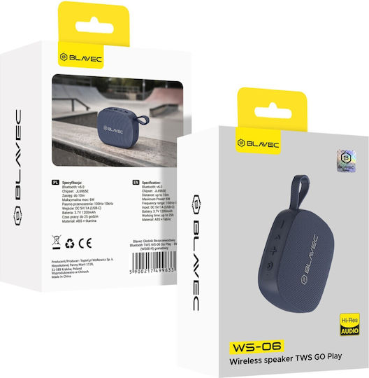 Blavec Ηχείο Bluetooth 6W με Διάρκεια Μπαταρίας έως 25 ώρες Μπλε WS06-N