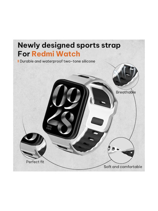 Xiaomi Band 9 Pro Redmi Watch 6 5 Xdfind Flat-head Dual-color Silicone Watch Band White+black