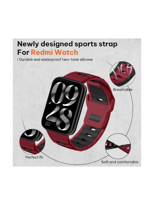 Xiaomi Band 9 Pro Redmi Watch 6 5 Xdfind Flat-head Dual-color Silicone Watch Band Wine Red+black