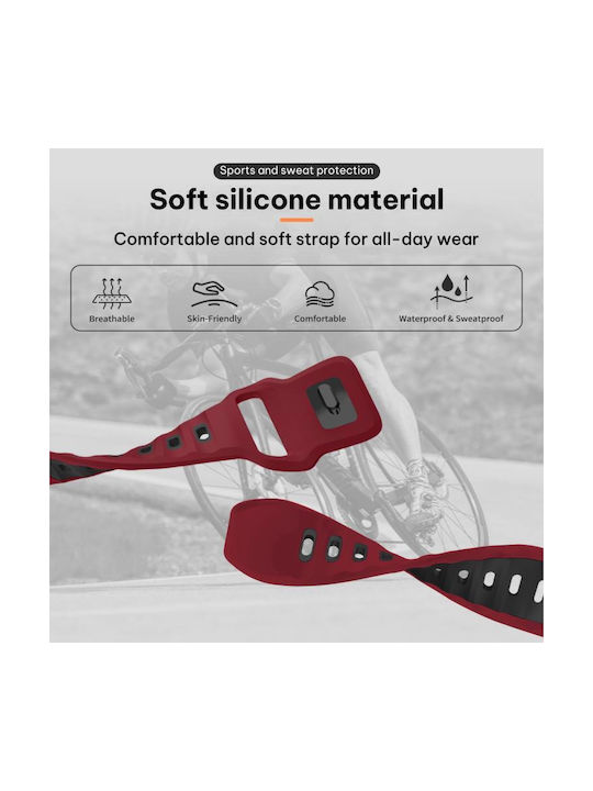 Xiaomi Band 9 Pro Redmi Watch 6 5 Xdfind Flat-head Dual-color Silicone Watch Band Wine Red+black
