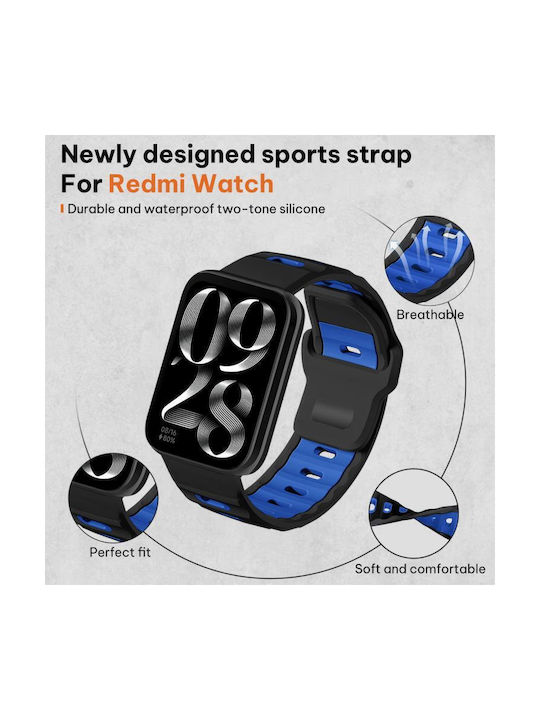Xiaomi Band 9 Pro Redmi Watch 6 5 Xdfind Flat-head Dual-color Silicone Watch Band Black+royal Blue
