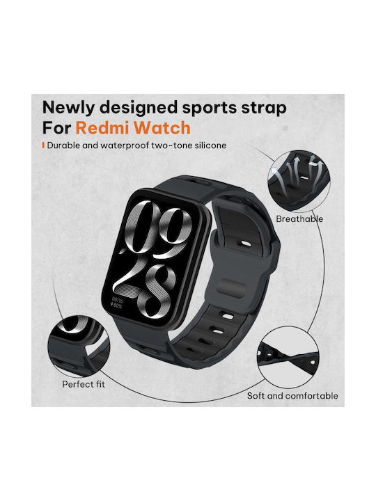 Xiaomi Band 9 Pro Redmi Watch 6 5 Xdfind Flat-head Dual-color Silicone Watch Band Ash+black