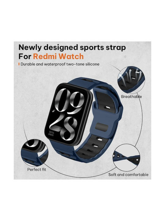 Xiaomi Band 9 Pro Redmi Watch 6 5 Xdfind Flat-head Dual-color Silicone Watch Band Blue Grey+black