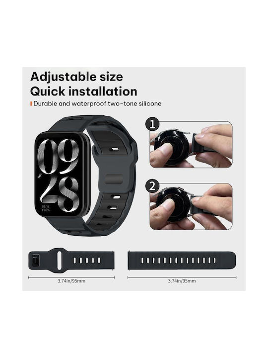 Xiaomi Band 9 Pro Redmi Watch 6 5 Xdfind Flat-head Dual-color Silicone Watch Band Ash+black