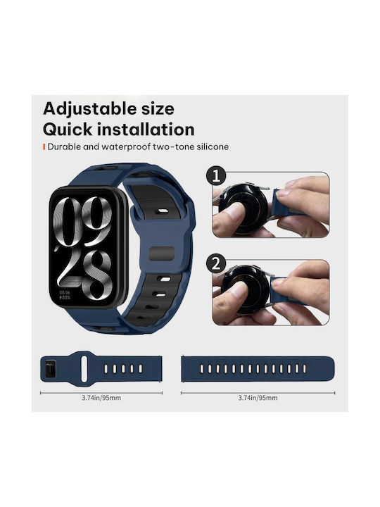 Xiaomi Band 9 Pro Redmi Watch 6 5 Xdfind Flat-head Dual-color Silicone Watch Band Blue Grey+black