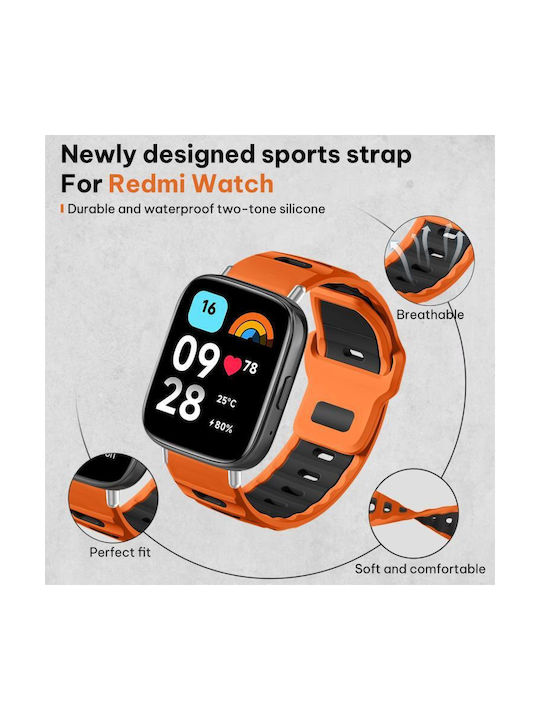 Redmi Watch 3 Active Watch 3 Lite Xdfind Flat-head Dual-color Silicone Watch Band Orange+black