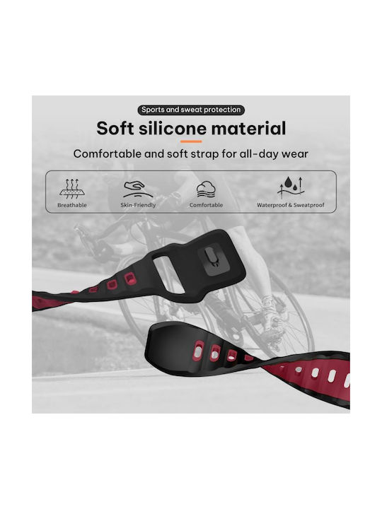Xiaomi Band 9 Pro Redmi Watch 6 5 Xdfind Flat-head Dual-color Silicone Watch Band Black+wine Red