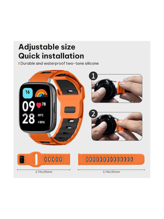 Redmi Watch 3 Active Watch 3 Lite Xdfind Flat-head Dual-color Silicone Watch Band Orange+black
