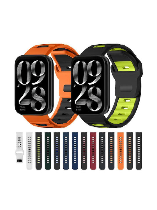 Redmi Watch 3 Active Watch 3 Lite Xdfind Flat-head Dual-color Silicone Watch Band Orange+black