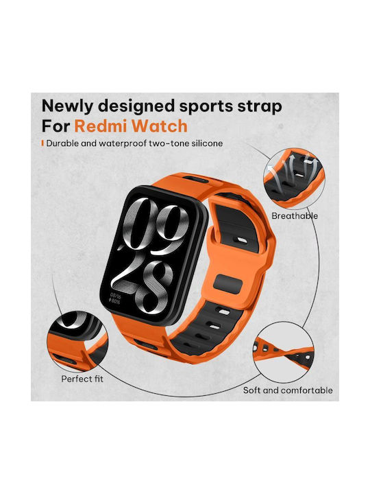 Xiaomi Band 9 Pro Redmi Watch 6 5 Xdfind Flat-head Dual-color Silicone Watch Band Orange+black