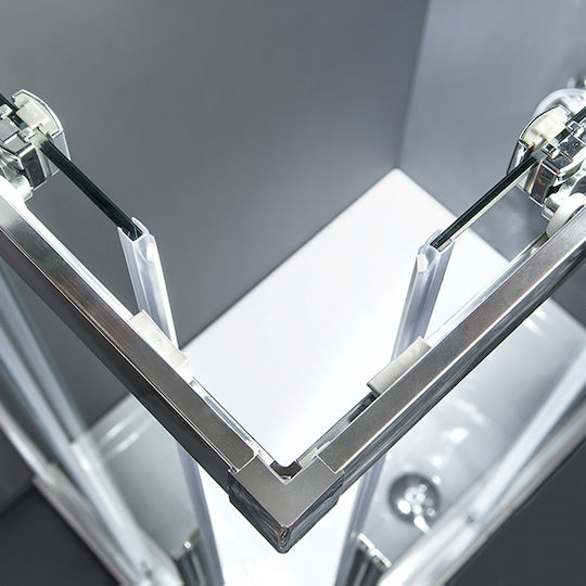 Devon Flow Corner Entry Καμπίνα Ντουζιέρας με Συρόμενη Πόρτα 99x79x195cm Clear Glass