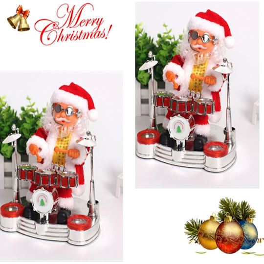Moș Crăciun Decorativ cu Muzică Roșu 20x17cm