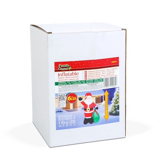 Illuminated Decorative Inflatable Outdoor White Plastic Christmas Santa 180cm