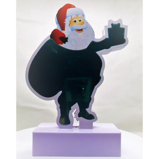 Moș Crăciun Gonflabil Iluminat cu Baterie Alb Plastic 20 cm