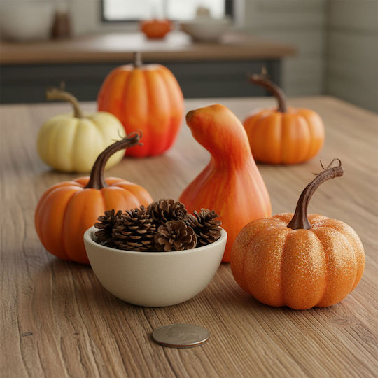 Autumn Pumpkin Decoration 10x8 Cm 6 Models Warm Colors Orange Red White