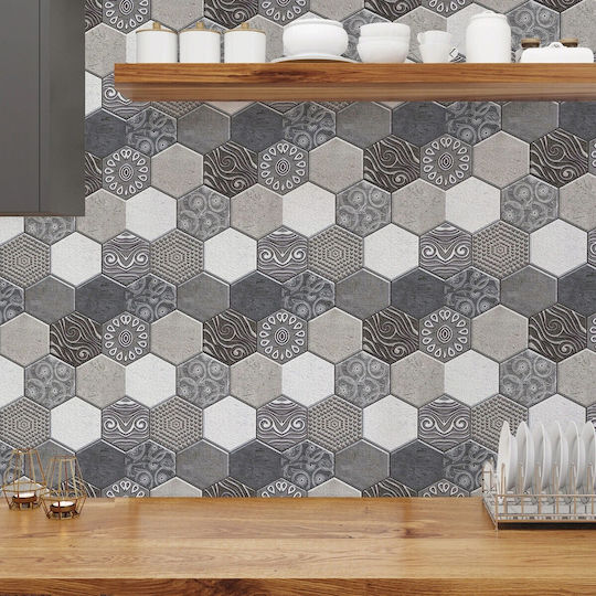 Panouri Decorative 3D Autoadezive Gri 30x30cm 10 Bucăți