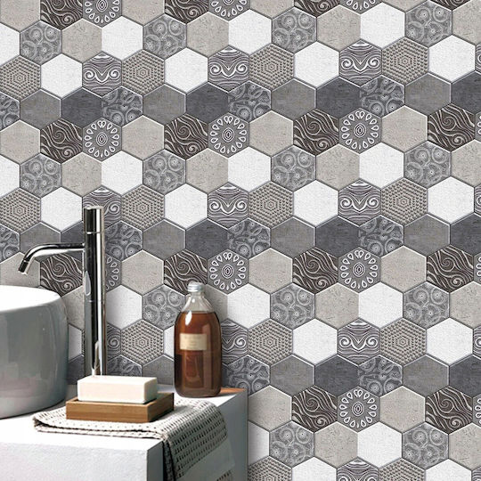 Panouri Decorative 3D Autoadezive Gri 30x30cm 10 Bucăți