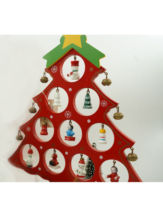 Arbore De Crăciun Roșu 10 Bucăți Ornamente 20,5 Cm X 28 Cm Lemn Alista Home
