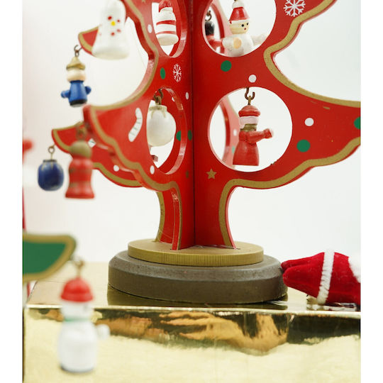Christmas Decoration Tree Red 8 Cavities Ornaments 18.5 Cm X 25 Cm Wood Alista Home