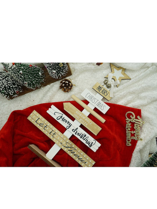 Mesaje De Crăciun Pentru Decor De Masă Împodobit Crem-Alb Din Lemn 22,5 Cm X 36 Cm Interior Alista Home