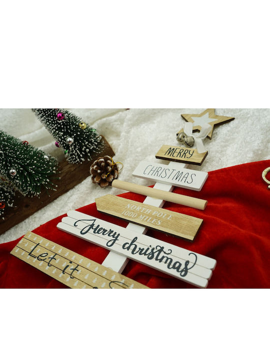 Mesaje De Crăciun Pentru Decor De Masă Împodobit Crem-Alb Din Lemn 22,5 Cm X 36 Cm Interior Alista Home
