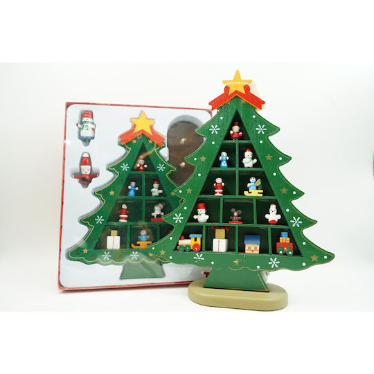 Christmas Decoration Green Tree 5 Cavities Ornaments 22 Cm X 29 Cm Wood Alista Home