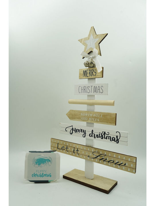 Mesaje De Crăciun Pentru Decor De Masă Împodobit Crem-Alb Din Lemn 22,5 Cm X 36 Cm Interior Alista Home