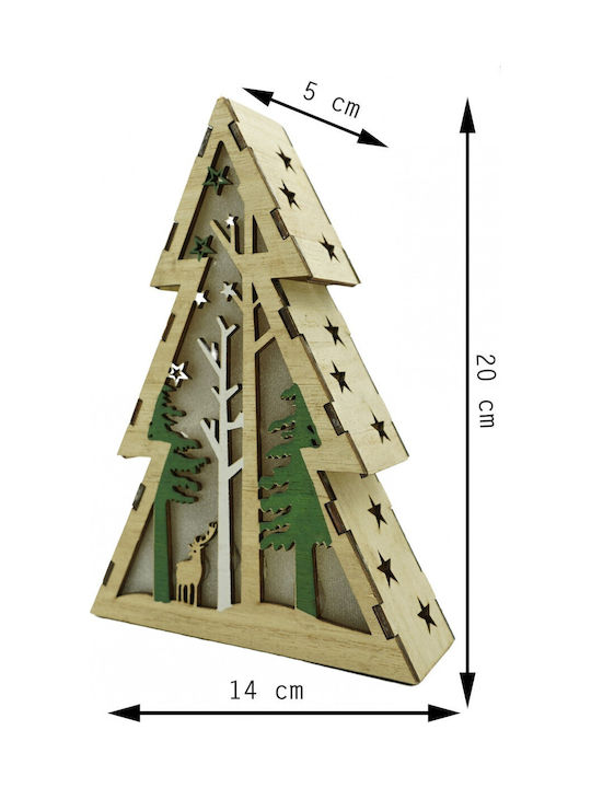 Arbore Decorativ De Crăciun Iluminat Design Peisaj De Iarnă Maro Lungime 14 Cm Lățime 5 Cm Înălțime 20 Cm Lemn Pentru Interior Și Exterior