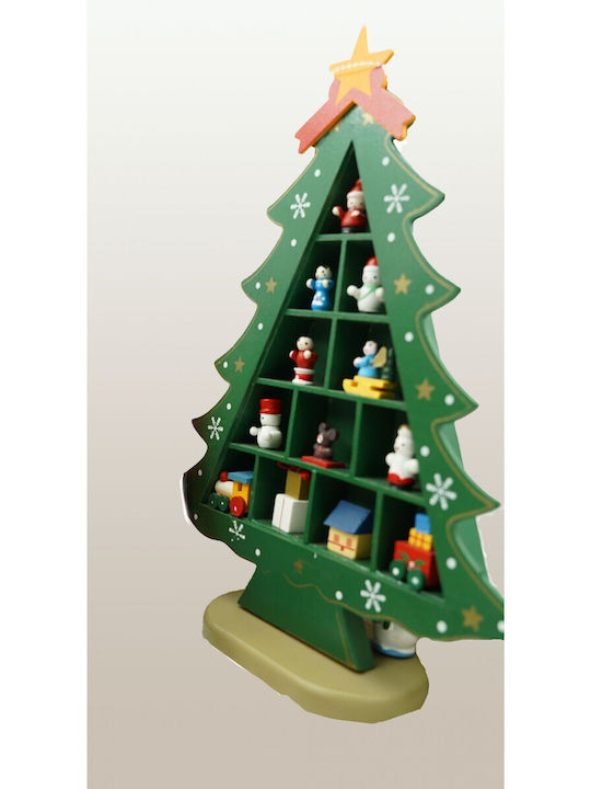 Arbore Verde Decorativ De Crăciun 5 Bucăți Ornamente 22 Cm X 29 Cm Lemn Alista Home