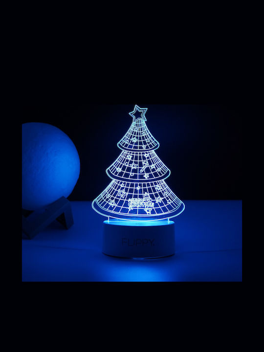 Декоративна LED Лампа Flippy 3D Коледна Елха От Акрилен Материал Многоцветна Светлина Бяла