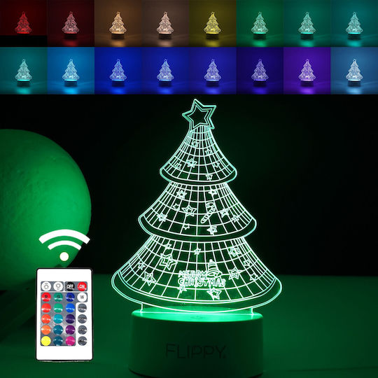 Decorative Led Lamp Flippy 3d Christmas Tree Made Acrylic Material Multicolored Light White