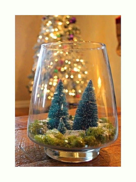 Brad Artificial de Crăciun Nins Ornament de Masă din Lemn pe Suport Înălțime 30 Cm