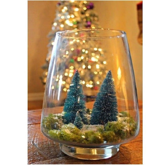 Artificial Christmas Tree Snow-covered Pine Type Table Ornament On Wooden Stand 30 Cm Height