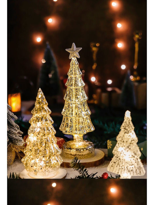 Arbore Decorativ De Crăciun Flippy Model Stea Sticlă Cu Lumină 3 Baterii Aa 31 5 X 9 Cm Auriu